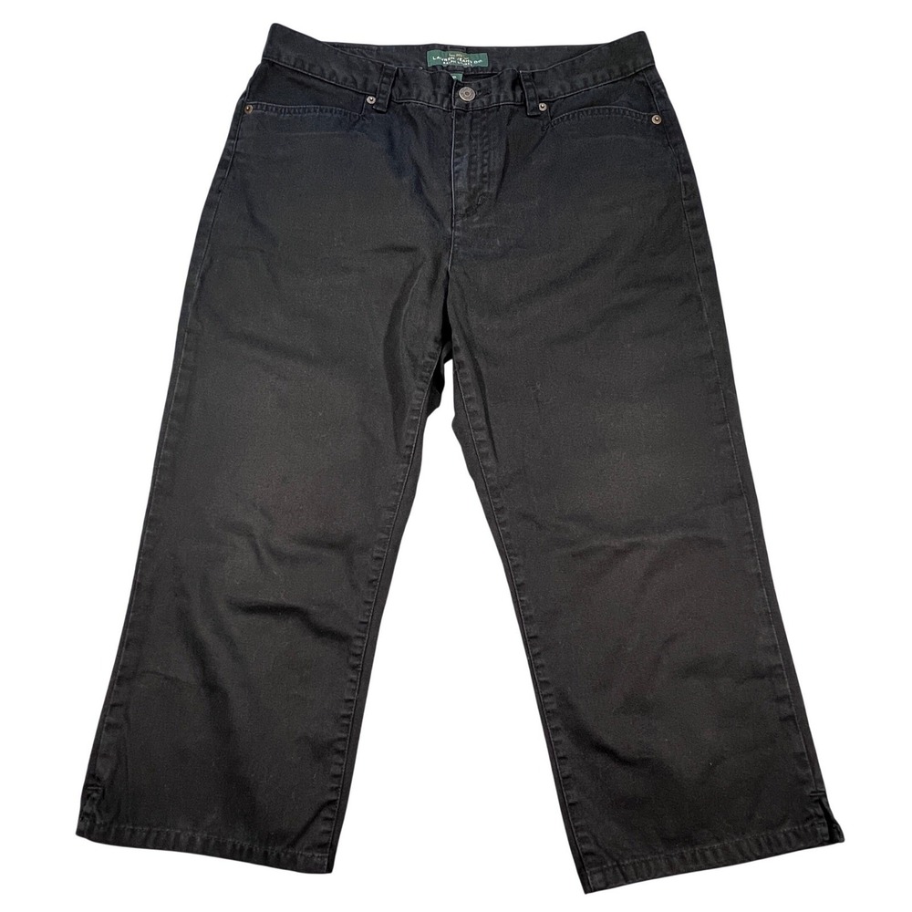 Lauren Ralph Lauren Black Classic Midcalf Cropped Jeans Womens 10
